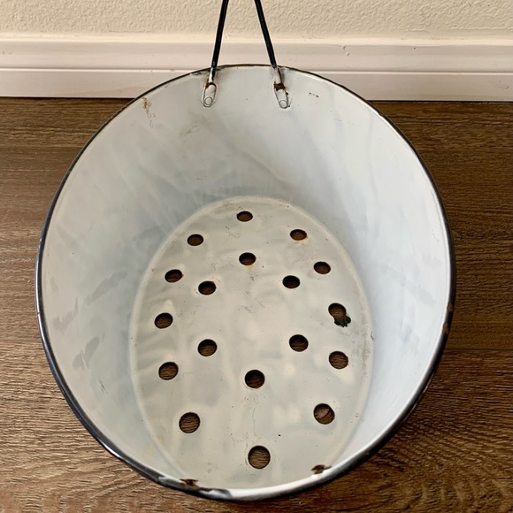 vintage large colander enamel Steel ( Stainless) - Picture 9 of 14